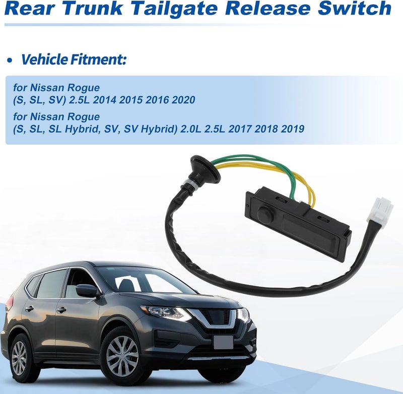 SWITCHRISE Tailgate Trunk Switch for Nissan Rogue 2014 2015 2016 2017 2018 2019 2020 Rear Door Trunk Lid Release Open Switch Button Replace No.25380-4BA1A - Image 2